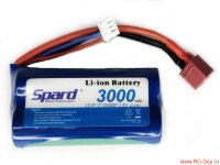 Аккумулятор Li-Ion Spard 3000mAh, 7,4V, 10C, T‐plug для Remo Hobby 1|16, Himoto 1|18 - YT18650P3